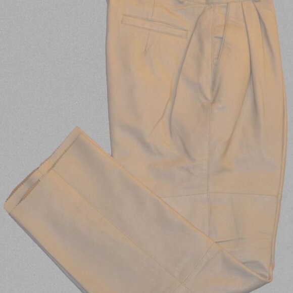 Women’s Black Soft Leather Pleated Dress Pants with Open Hem Plus Size 16 Colors - Picture 3 of 16